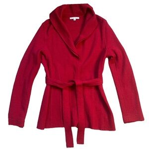 CABI 100% Merino Wool Tie Waist Cardigan Sweater Jacket Women’s Medium Red